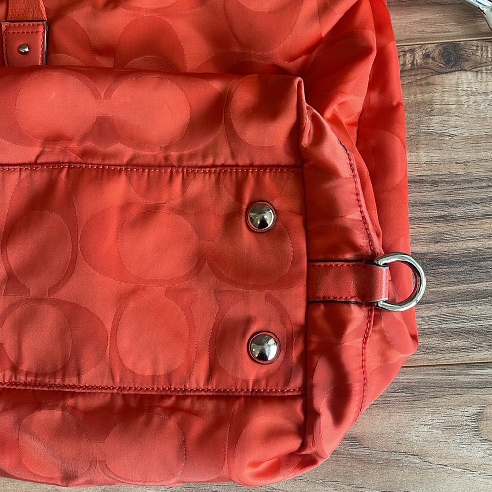 Pre-owned Coach Orange Signature Nylon Tote Bag - Picture 5 of 12